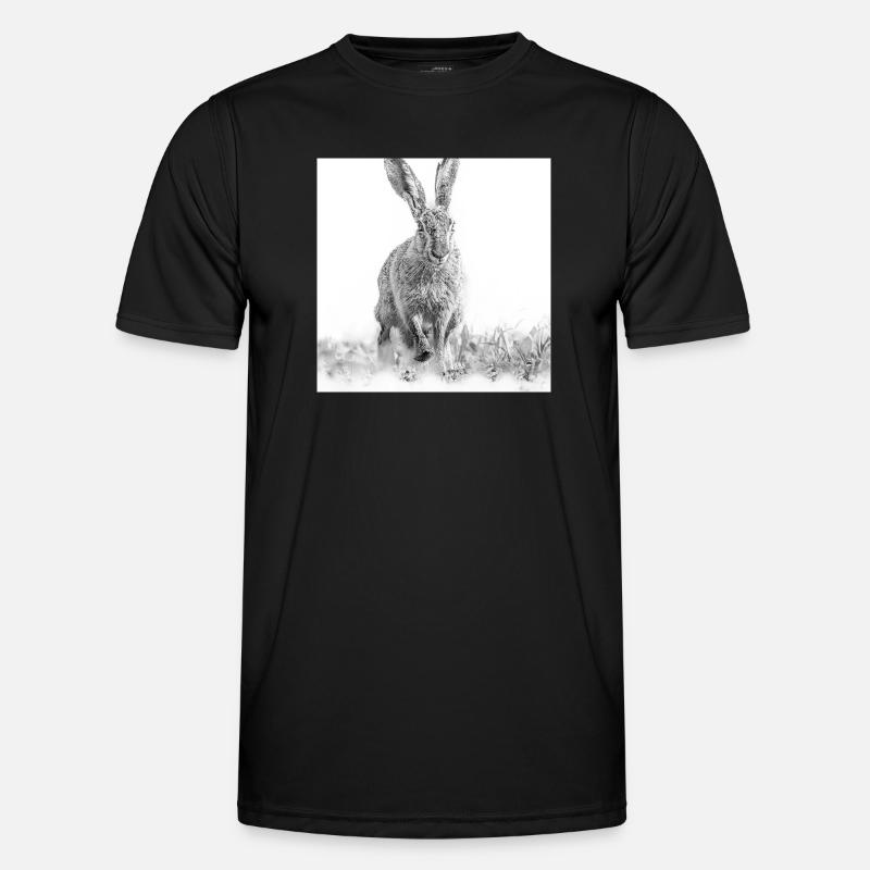 Hopping rabbit black white - Men's Functional T-Shirt - black