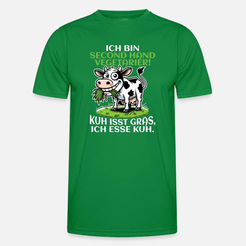 Ich bin Second Hand Vegetarier - Kuh Meme Männer Funktions-T-Shirt