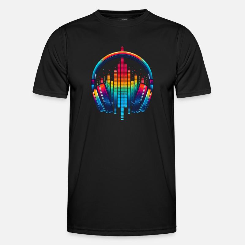 Lebendiger Klang Kopfhörer Regenbogen Männer Funktions-T-Shirt
