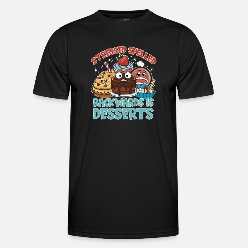 Stressed Spelled Backwards Desserts - Männer Funktions-T-Shirt - Schwarz