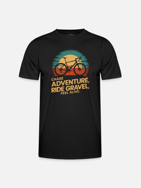 Retro Mountain Bicycle Adventure Tee - Men's Functional T-Shirt - black