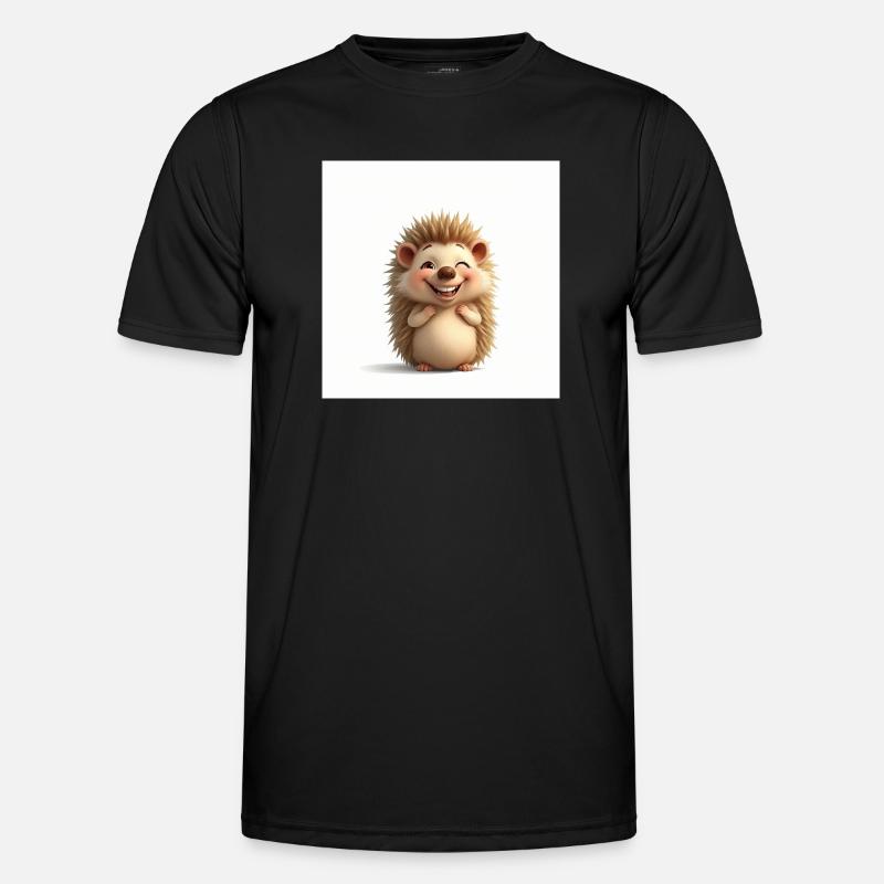 Cuddly hedgehog too cute - Men's Functional T-Shirt - black