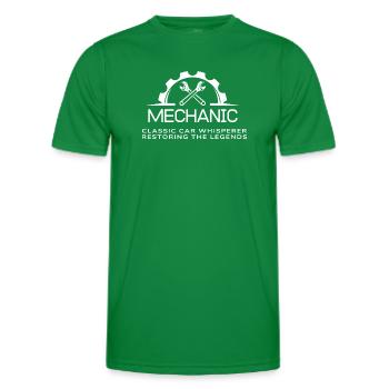 vintage mechanic Restoring the Legends - Men's Functional T-Shirt - kelly green - Front - AI Model Male 178 dark (178cm)