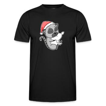 Lémuriens mignons fatigués dormant à Noël - T-shirt sport Homme - noir - Devant - AI Model Male 178 dark (178cm)