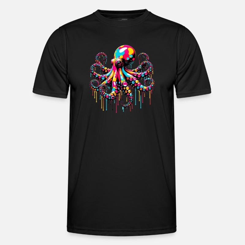 Krake - Männer Funktions-T-Shirt - Schwarz