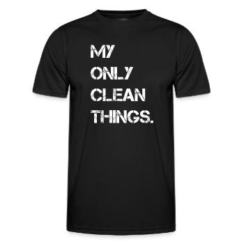 my only clean things - Men's Functional T-Shirt - black - Front - AI Model Male 178 dark (178cm)
