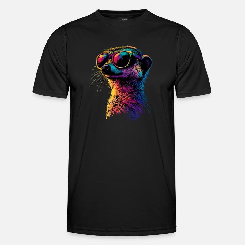 Erdmännchen Sonnenbrille Bunt Süßes Erdmännchen Männer Funktions-T-Shirt