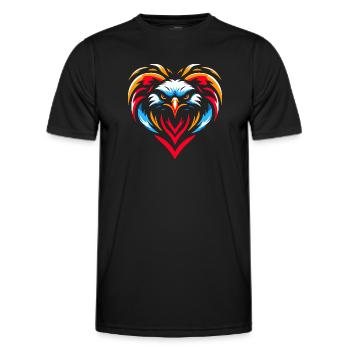 Bird of Prey in heart - Men's Functional T-Shirt - black - Front - AI Model Male 178 dark (178cm)