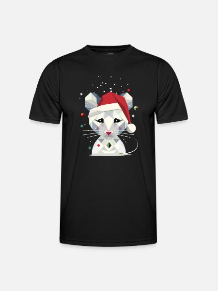 Schneemaus im geometrischen Weihnachtsdesign - Männer Funktions-T-Shirt - Schwarz
