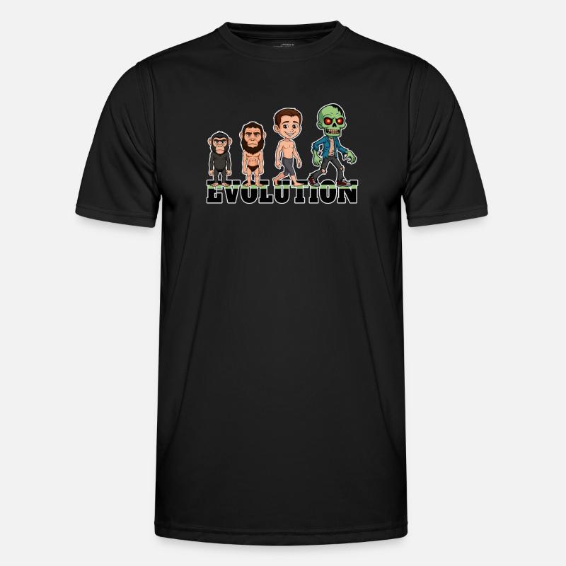 Evolution Zombie - Männer Funktions-T-Shirt - Schwarz