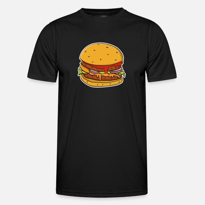 Buntes Bild eines Hamburgerbrötchens. - Männer Funktions-T-Shirt - Schwarz