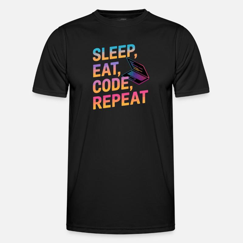 Dormir, manger, coder, répéter - T-shirt sport Homme - noir