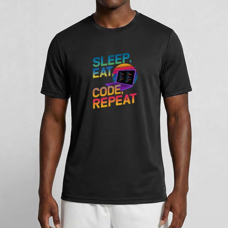 Sleep Eat Code Repeat Gift pour Coder T-shirt sport Homme