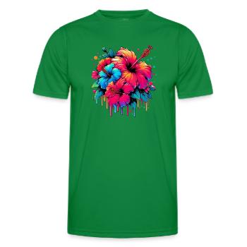Hibiscus Flowers - Men's Functional T-Shirt - kelly green - Front - AI Model Male 178 dark (178cm)