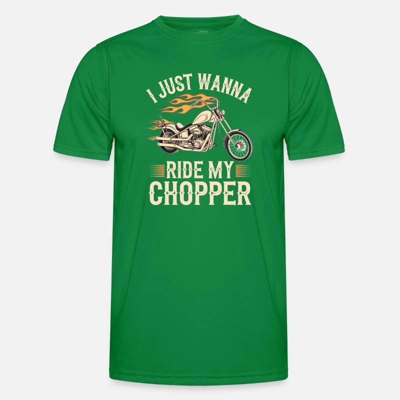 Flammender Chopper Motorrad Männer Funktions-T-Shirt