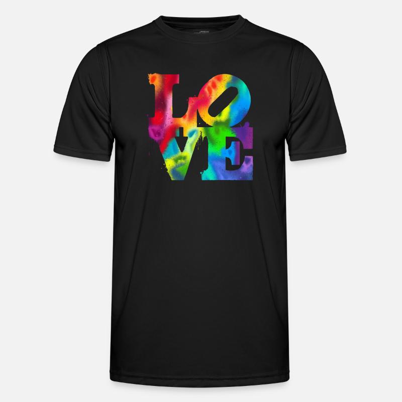 Regenbogen-Graffiti LOVE Burst Männer Funktions-T-Shirt