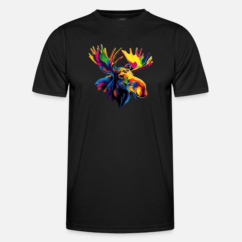 Elch Moose Elchbulle Geweih Hirsch Wilde Elche Männer Funktions-T-Shirt
