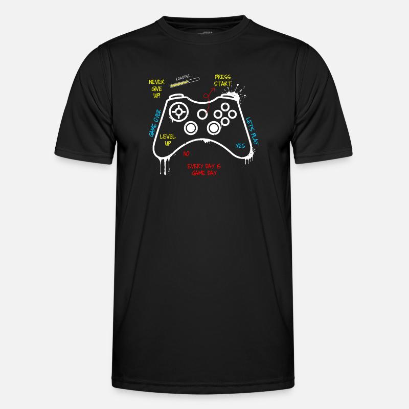 Gamer Controller Graffiti - Männer Funktions-T-Shirt - Schwarz