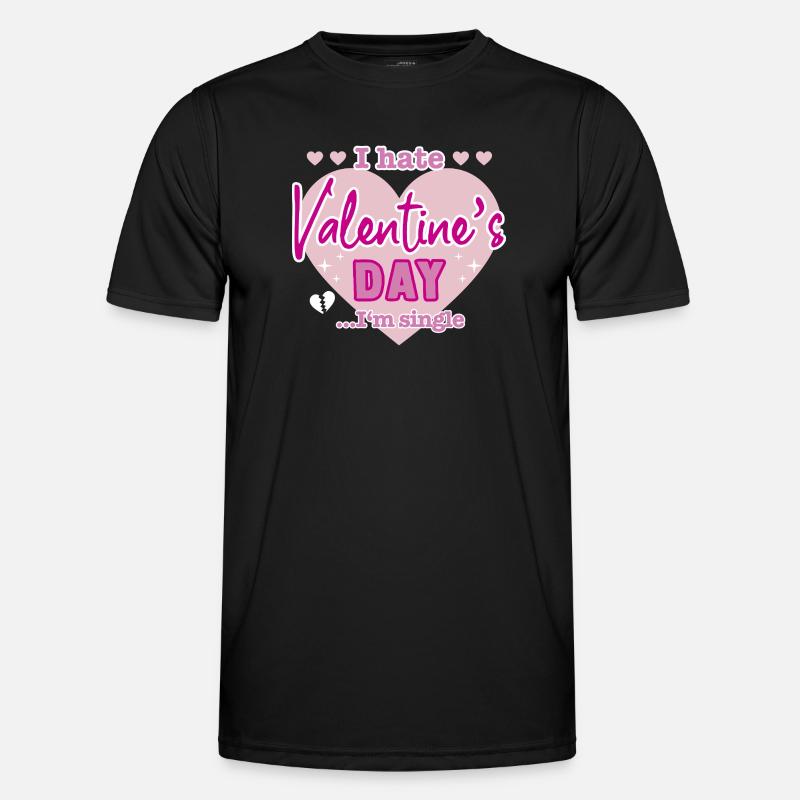 I hate valentine`s day - Männer Funktions-T-Shirt - Schwarz
