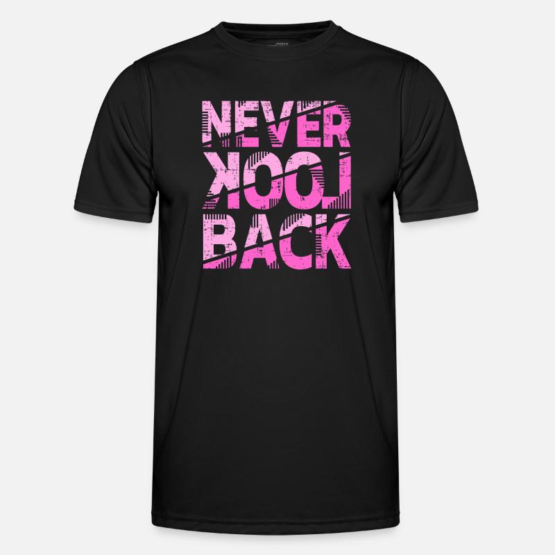 Never Look Back Motivationsdesign - Männer Funktions-T-Shirt - Schwarz