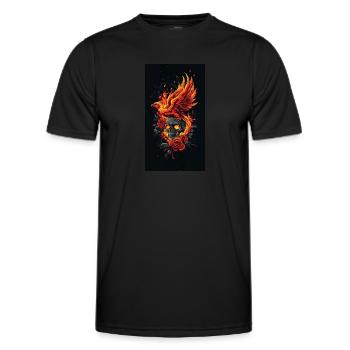 Phoenix Skull in Flames and Roses - Men's Functional T-Shirt - black - Front - AI Model Male 178 dark (178cm)