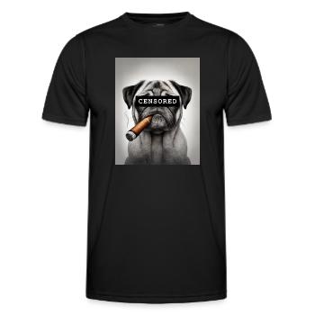 Censored Pug with Cigar - Men's Functional T-Shirt - black - Front - AI Model Male 178 dark (178cm)