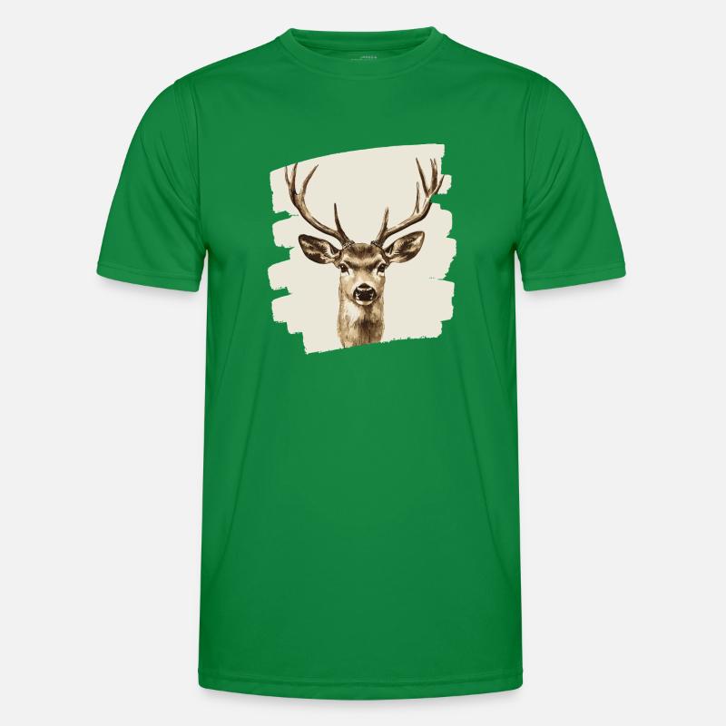 Hirsch mit Geweih Männer Funktions-T-Shirt