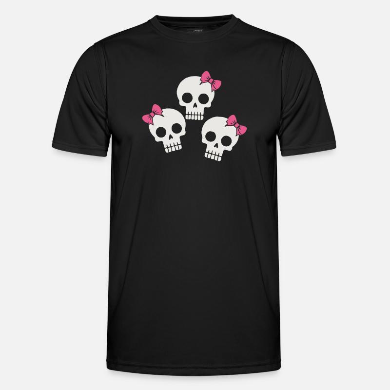 Cute Skull with Bows - Men's Functional T-Shirt - black