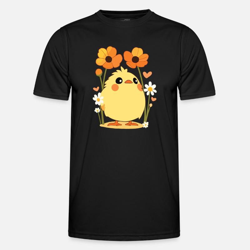 Chick, Spring, Flowers, Summer, Easter, Garden - Men's Functional T-Shirt - black
