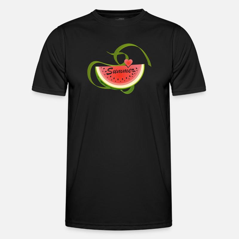 Morceau de pastèque avec police décorative -Été T-shirt sport Homme