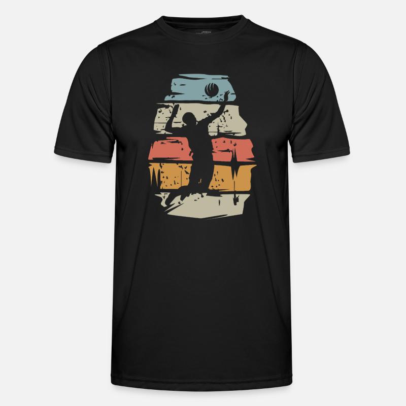 retro volleyball player - ball attack scratch - Men's Functional T-Shirt - black