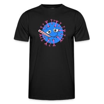 Sick Virus – Cartoon with Clinical Thermometer - Men's Functional T-Shirt - black - Front - AI Model Male 178 dark (178cm)