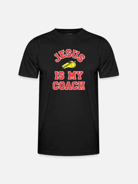 Jesus as a Coach Motivational Design - Men's Functional T-Shirt - black