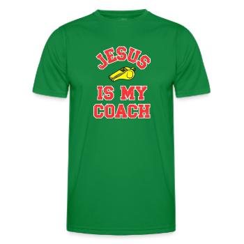 Jesus as a Coach Motivational Design - Men's Functional T-Shirt - kelly green - Front - AI Model Male 178 dark (178cm)