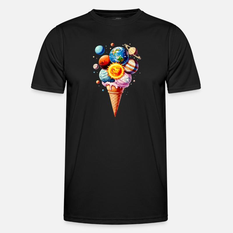 Planeten Eiscreme Waffel Eis - Männer Funktions-T-Shirt - Schwarz