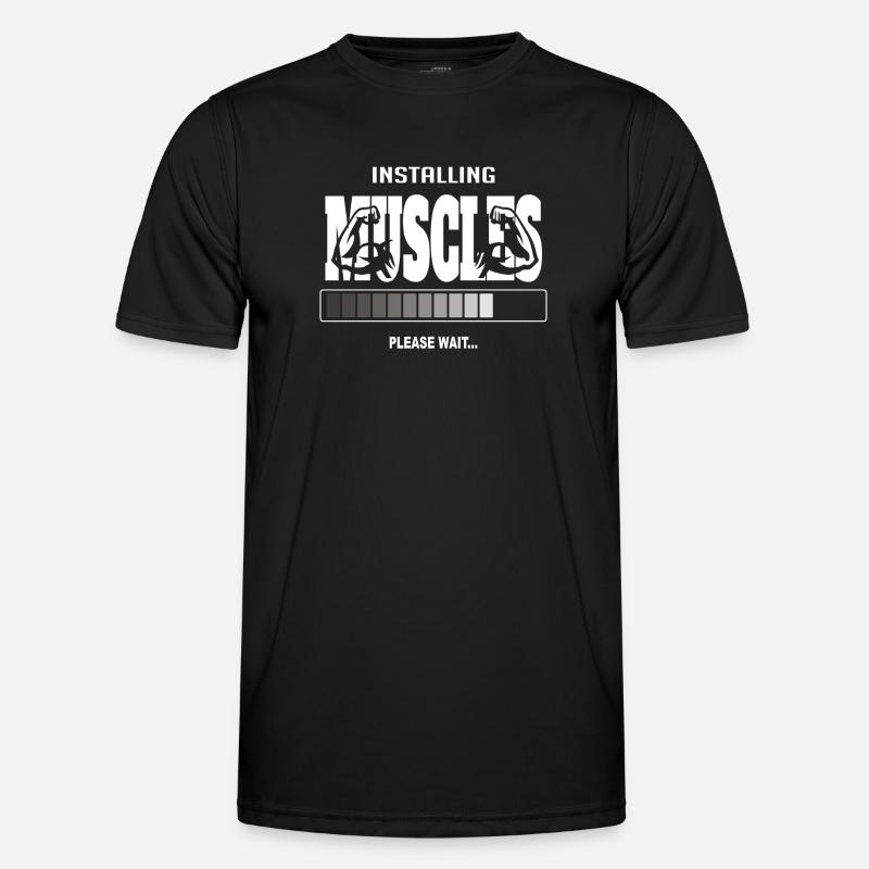 Installing Muscles – Funny Gym Workout - Men's Functional T-Shirt - black