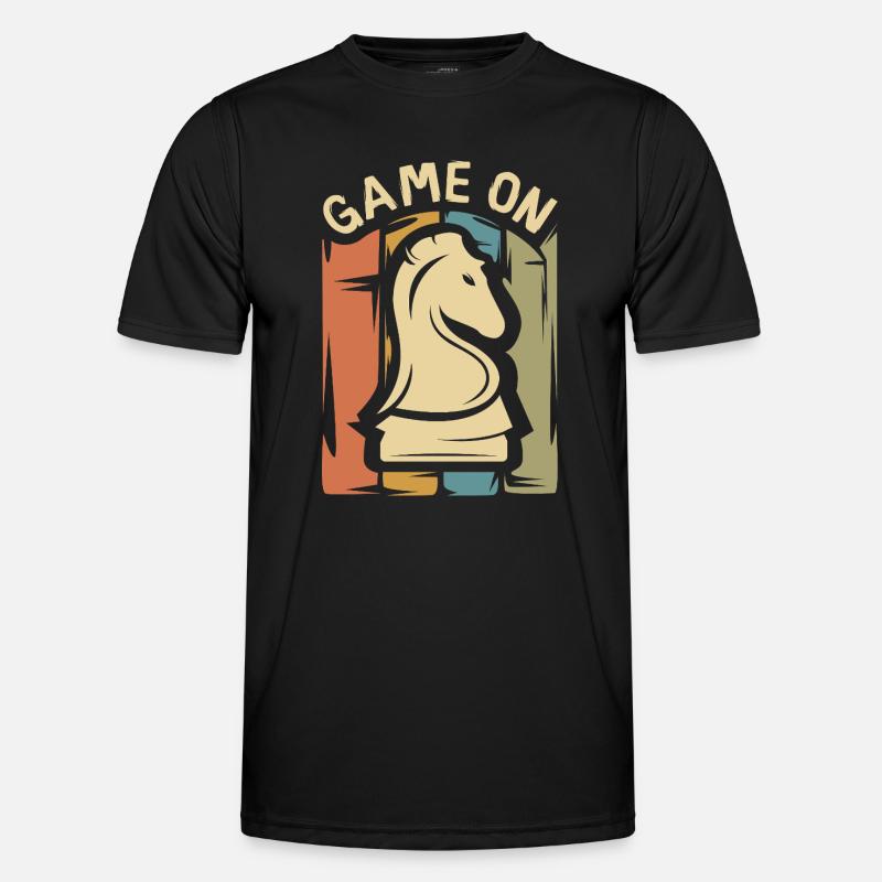 Game On Schach Design – Retro Springer - Männer Funktions-T-Shirt - Schwarz