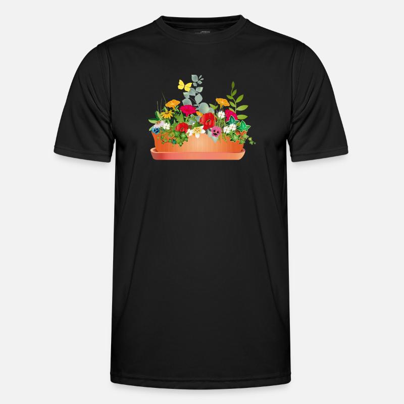 Fleurs colorées dans un bac à fleurs T-shirt sport Homme