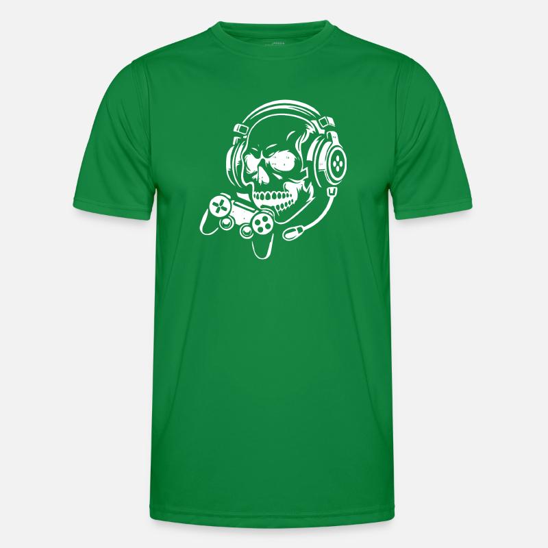 Crâne avec conception de casque de jeu T-shirt sport Homme