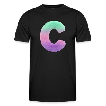 Letter C in fur look and colour gradient - Men's Functional T-Shirt - black - Front - AI Model Male 178 dark (178cm)