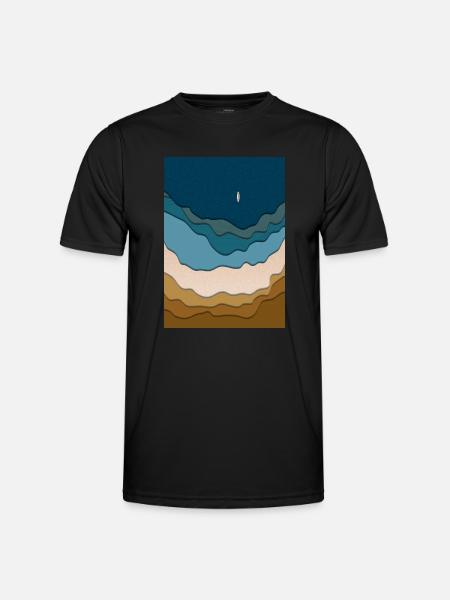 Abstraktes Strand-Design - Surfboard im Ozean - Männer Funktions-T-Shirt - Schwarz