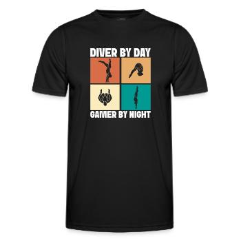 Diving diving board - Men's Functional T-Shirt - black - Front - AI Model Male 178 dark (178cm)
