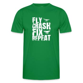 Fly_Crash_Fix_Repeat - T-shirt sport Homme - vert - Devant - AI Model Male 178 dark (178cm)