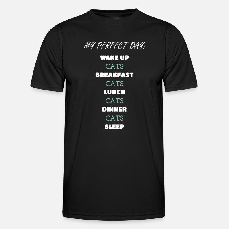 Skurrile Katze Tägliche Routine Design - Männer Funktions-T-Shirt - Schwarz