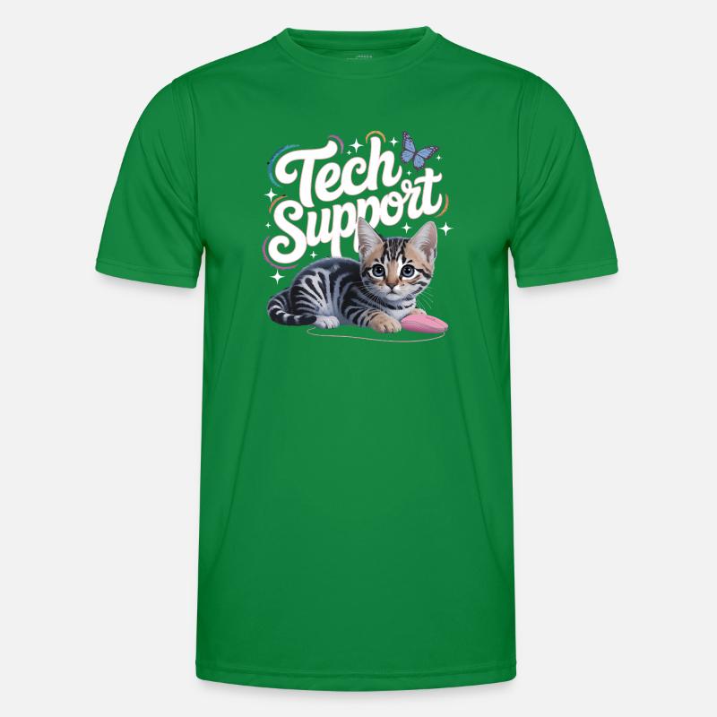 Funny Tech Support Cute Cat Ironic IT Männer Funktions-T-Shirt