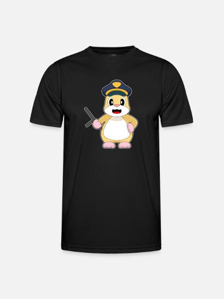 Hamster Policeman Baton Police - Men's Functional T-Shirt - black
