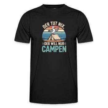  Der Tut Nix Der Will Nur Campen Möwe Zelt Strand - Männer Funktions-T-Shirt - Schwarz - Vorne - AI Model Male 178 dark (178cm)