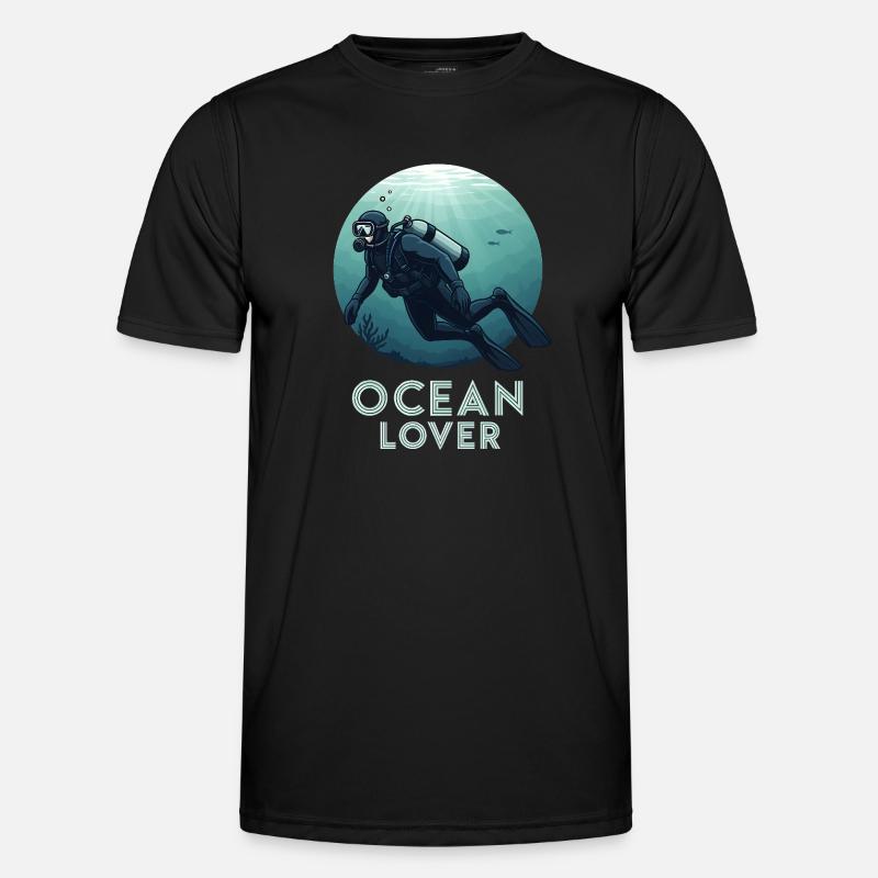 Ocean Lover Taucher - Männer Funktions-T-Shirt - Schwarz