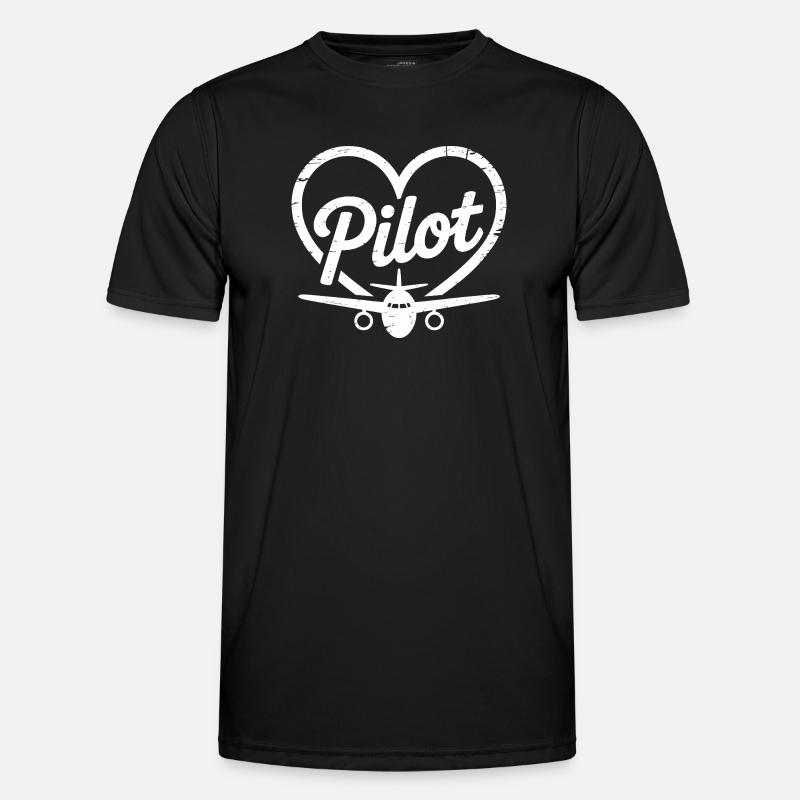 Pilot Flugzeug Design - Männer Funktions-T-Shirt - Schwarz