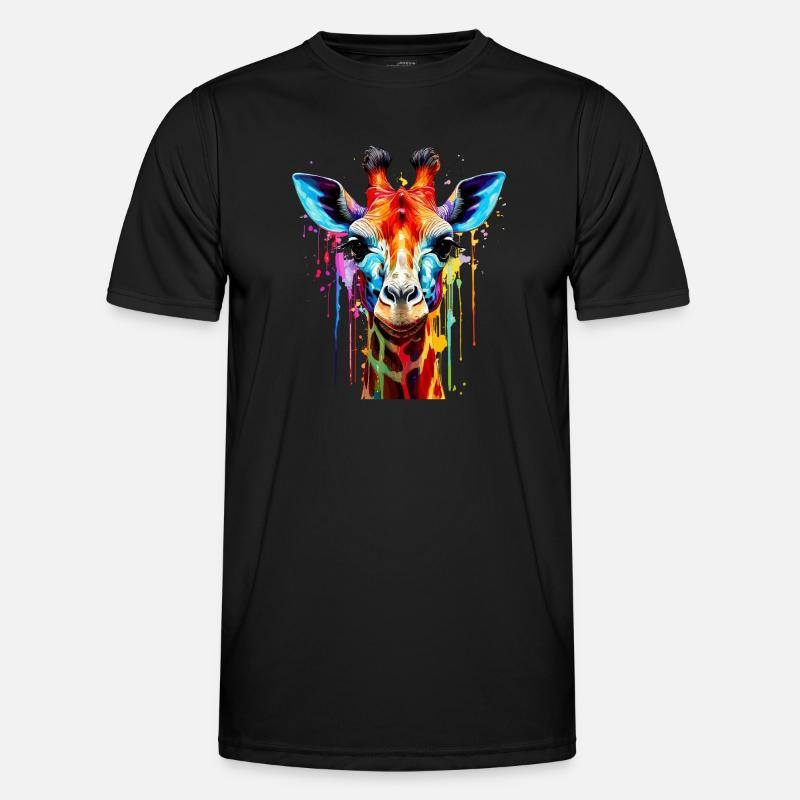 Lebendige Giraffe Farbexplosion - Männer Funktions-T-Shirt - Schwarz